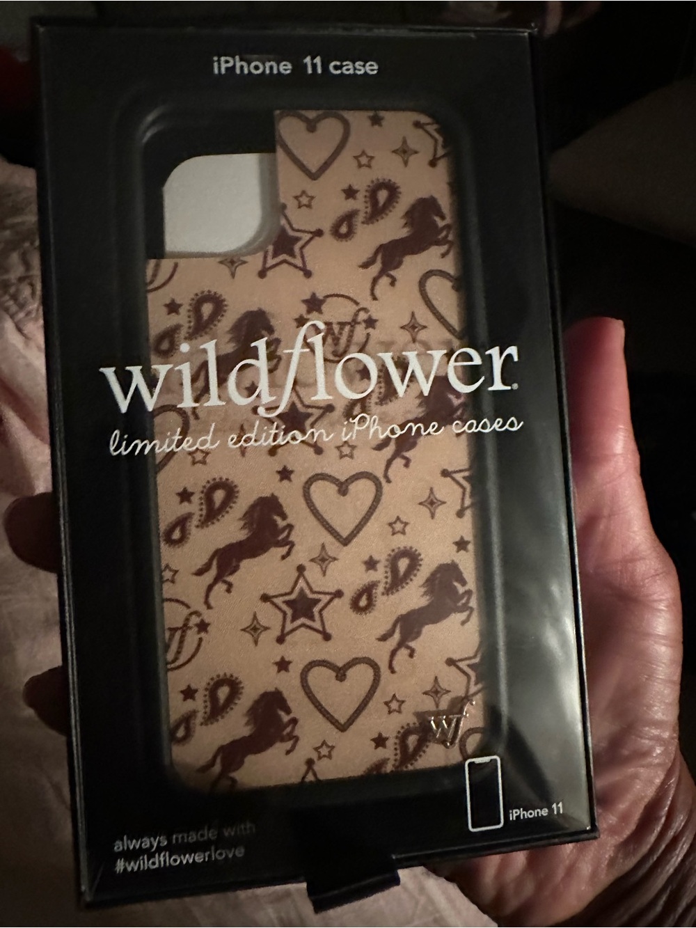 Wildflower iPhone 11 Case Beige with Brown Pony & Heart Print